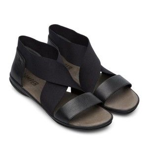 Camper Size 35 5 Right Nina Black Leather Elastic Crisscross Flat Sandals Shoes